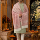 Man wearing a white pashmina wool shawl
