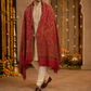 Man wearing a maroon pashmina wool shawl