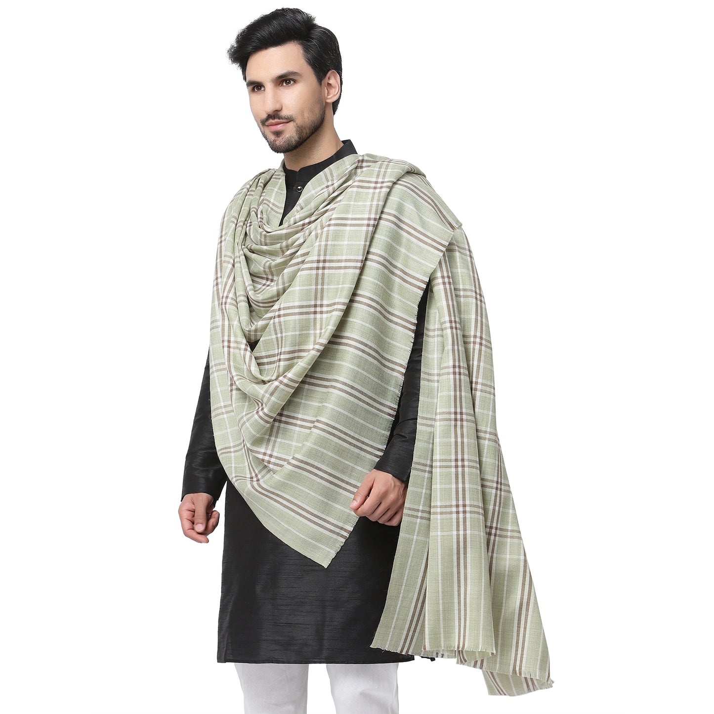 Men Woollen Checked Shawl