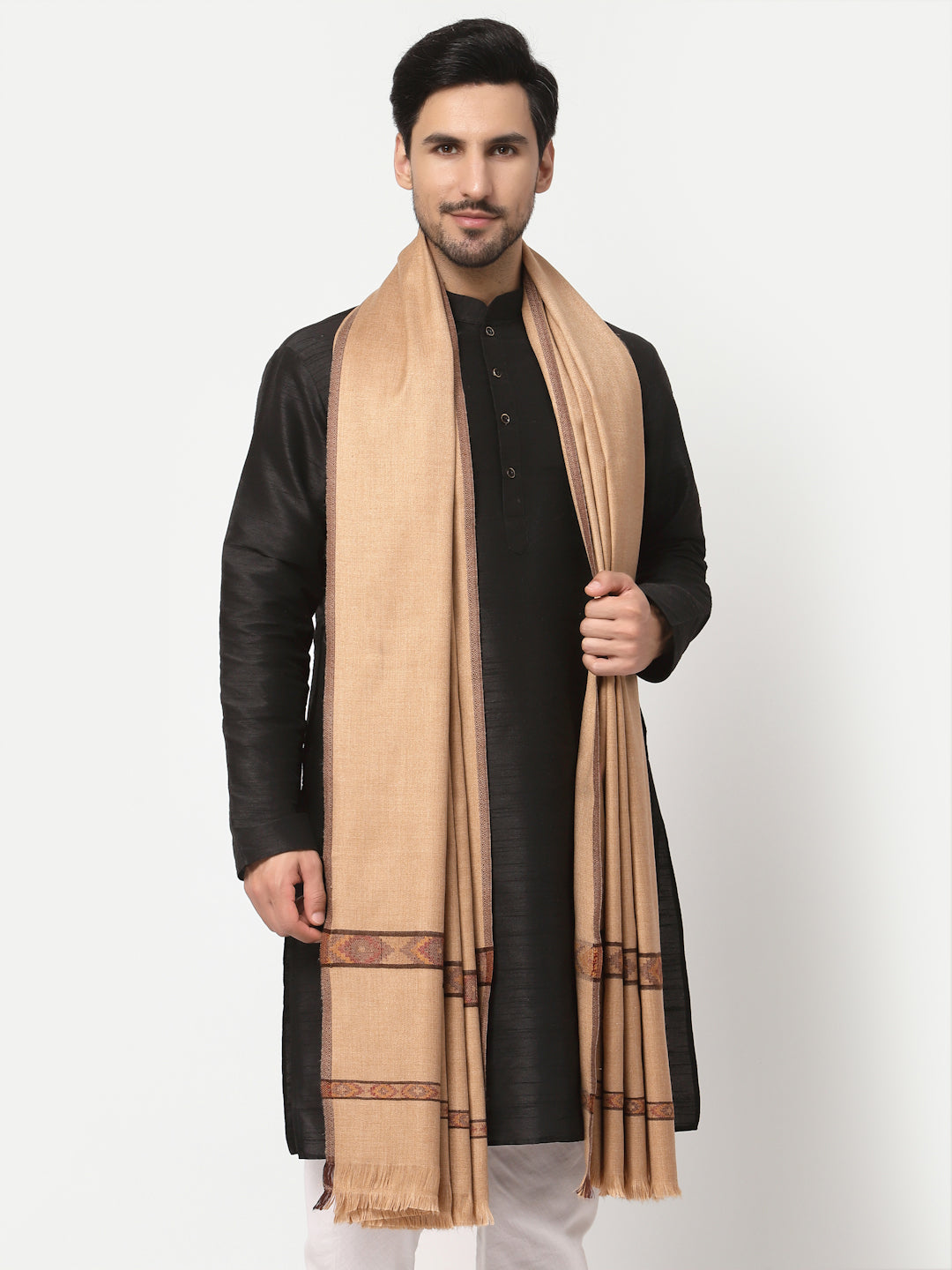 Scialle Uomo Weavers Villa In Misto Lana – Design Kullu – 120x240 Cm – Pura Lana, Caldo E Morbido