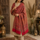Pashmina Wool Shawl with Gift Box — Red