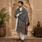 Weavers Villa Men's Kullu Border Woven Cashmilon Wool Gents Shawls, Muffler, Stoles for Men, 100cm x 200cm