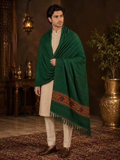 Men's Kullu Border Woven Cashmilon Shawl