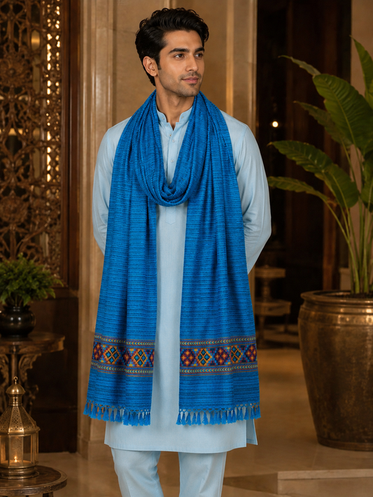 Men's Kullu Border Woven Cashmilon Shawl