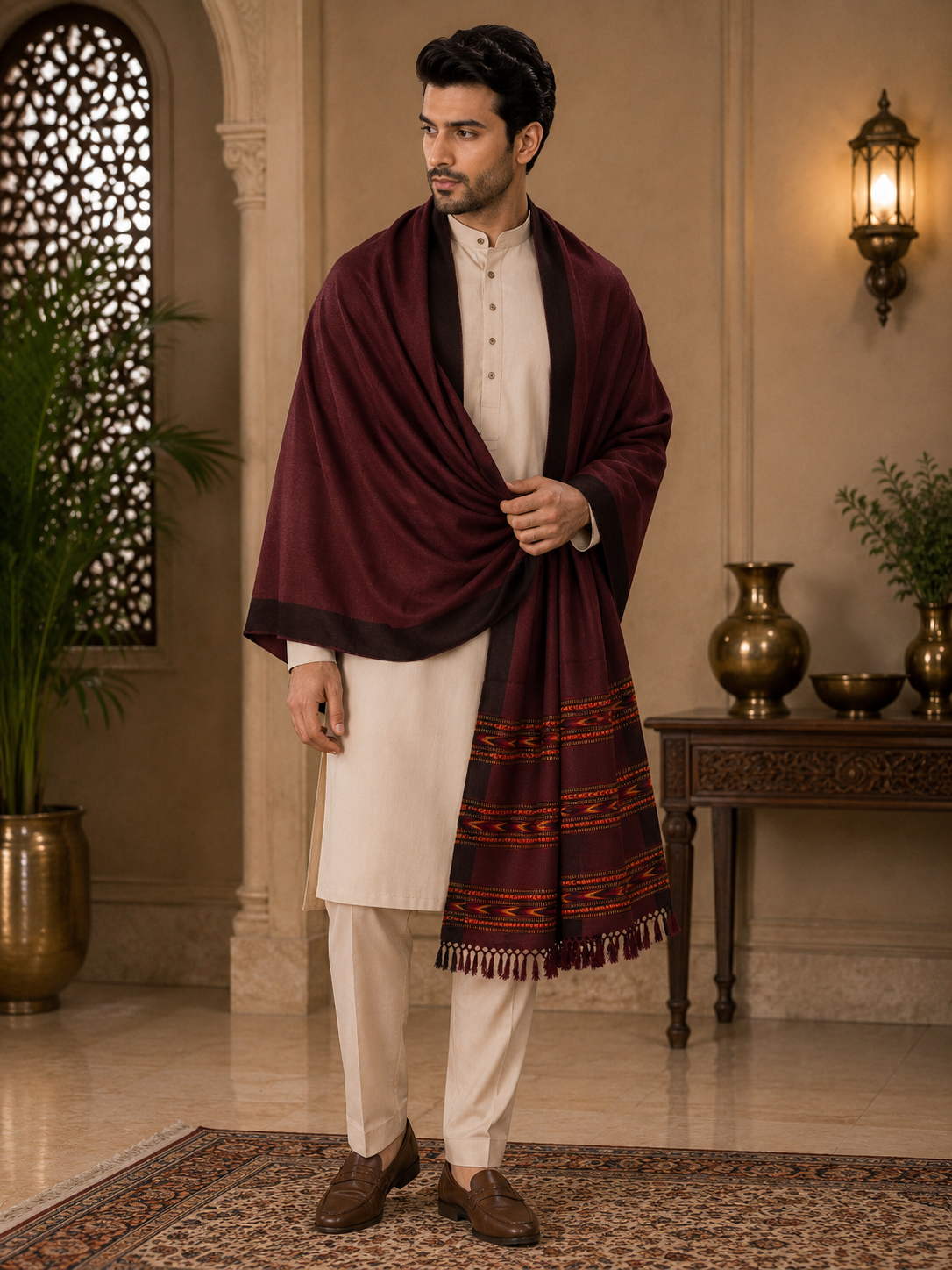 Weavers Villa Men's Woolen Shawl