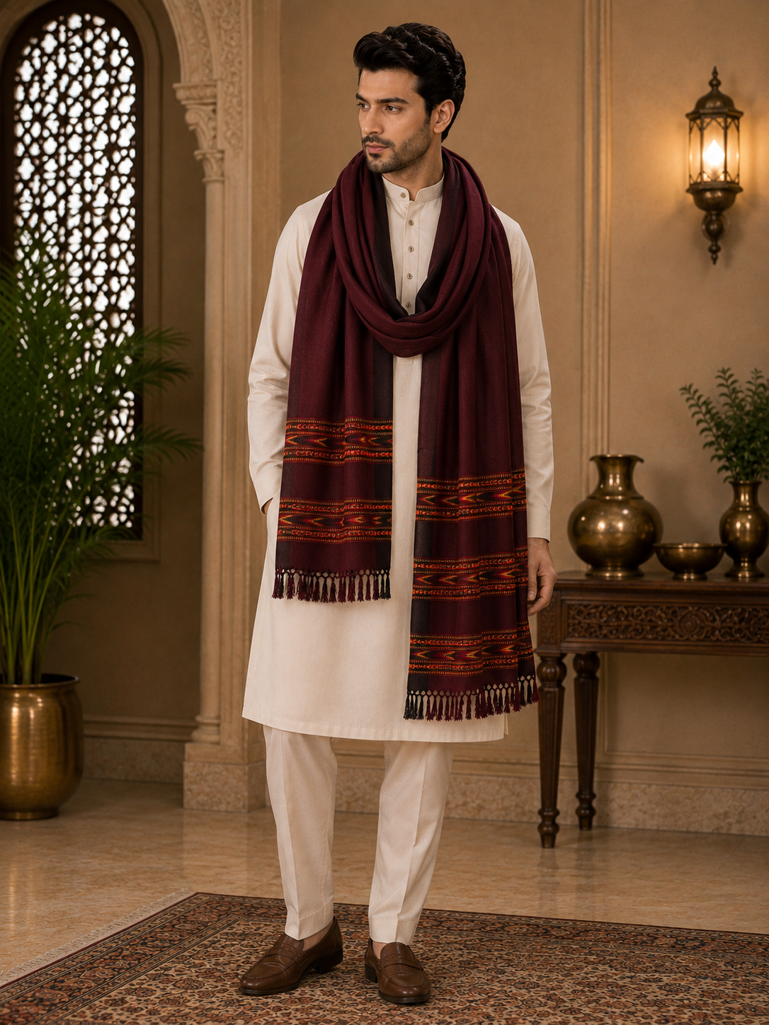 Weavers Villa Men's Woolen Shawl
