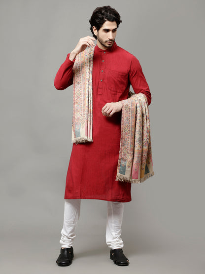 Men's Kalamkari Design Woven Acro Wool Blend Gents Shawl
