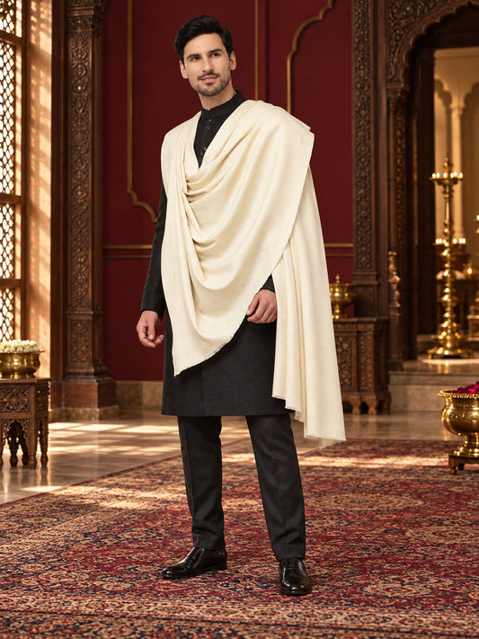 white plain wool men's lohi, premium royal heritage portrait