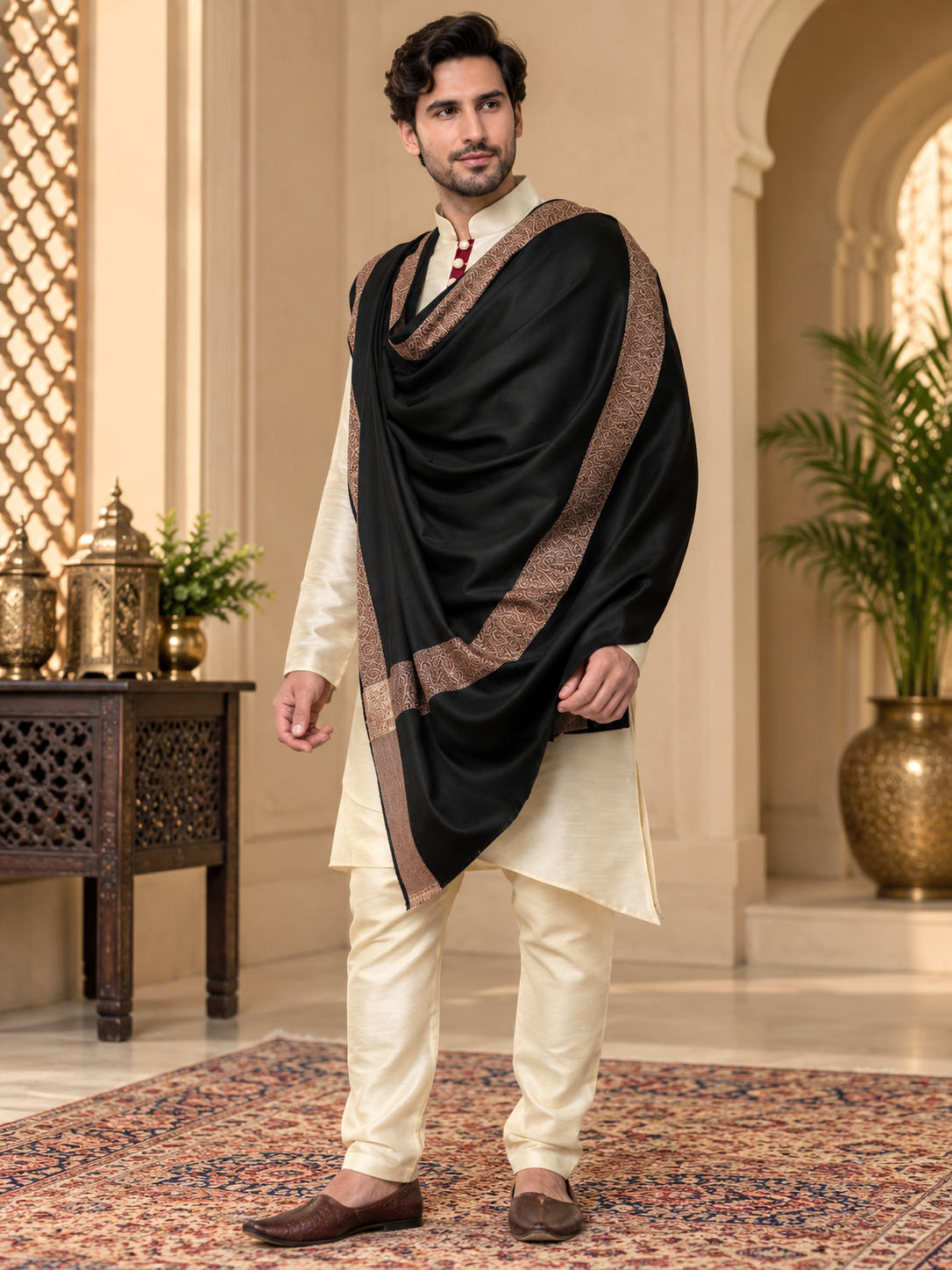 Men's Woven Border Woollen Lohi