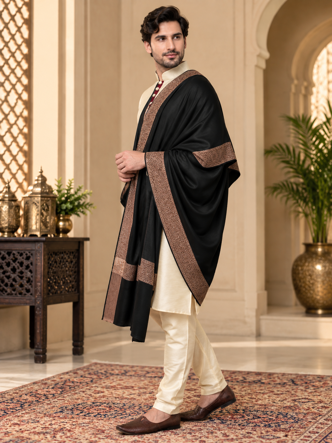 Men's Woven Border Woollen Lohi