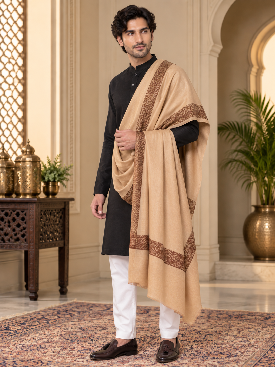Men's Woven Border Woollen Lohi