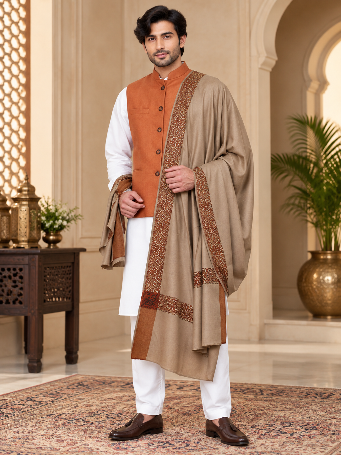 Men's Woven Border Woollen Lohi