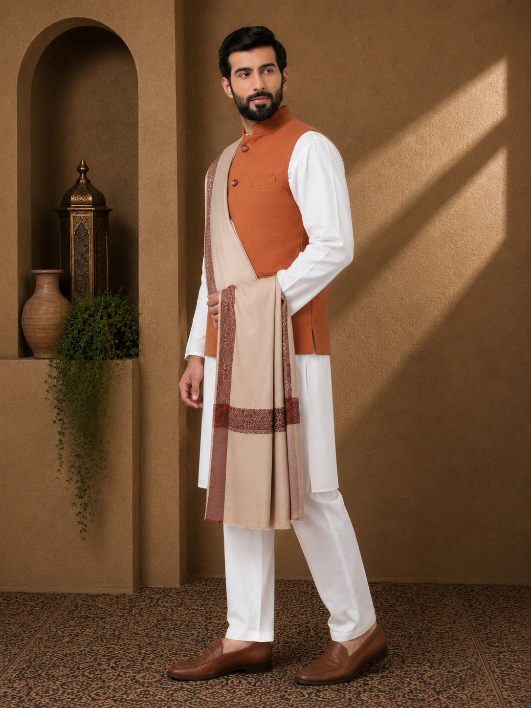 Men's Woven Border Woollen Lohi