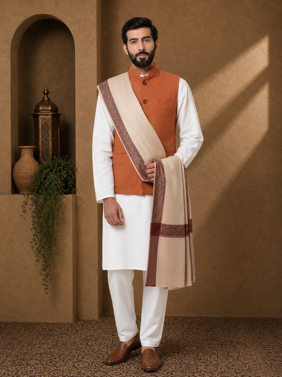 Men's Woven Border Woollen Lohi