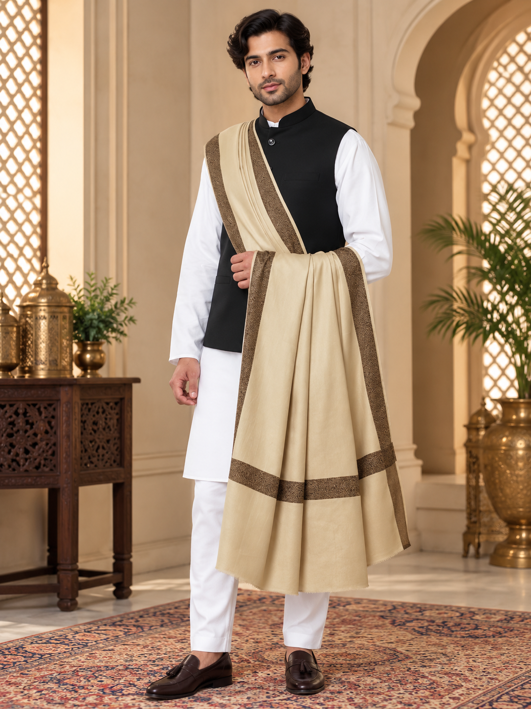 Men's Woven Border Woollen Lohi