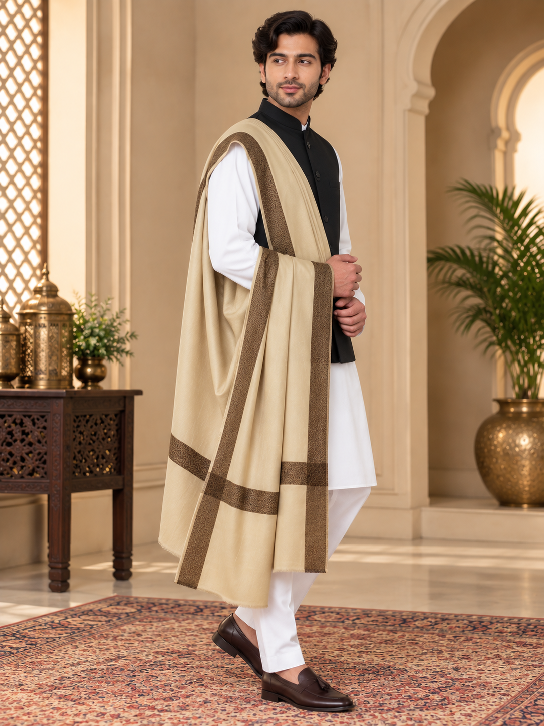 Men's Woven Border Woollen Lohi