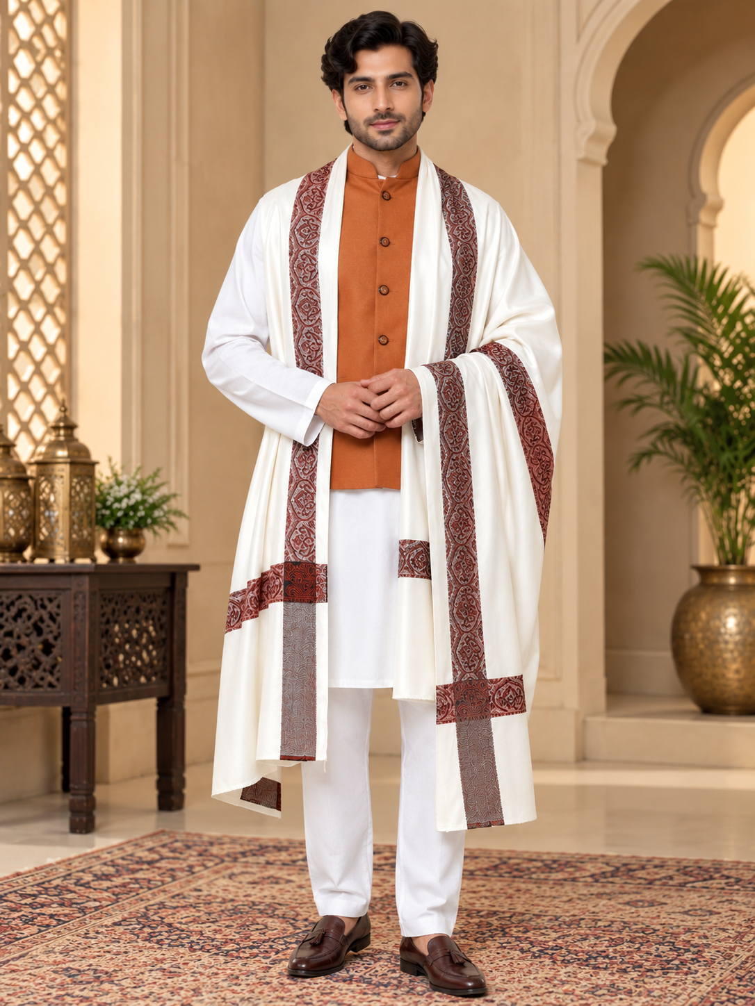 Men's Woven Border Woollen Lohi