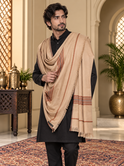 Weavers Villa Men's Poly Wool Kullu Border Lohi Shawl