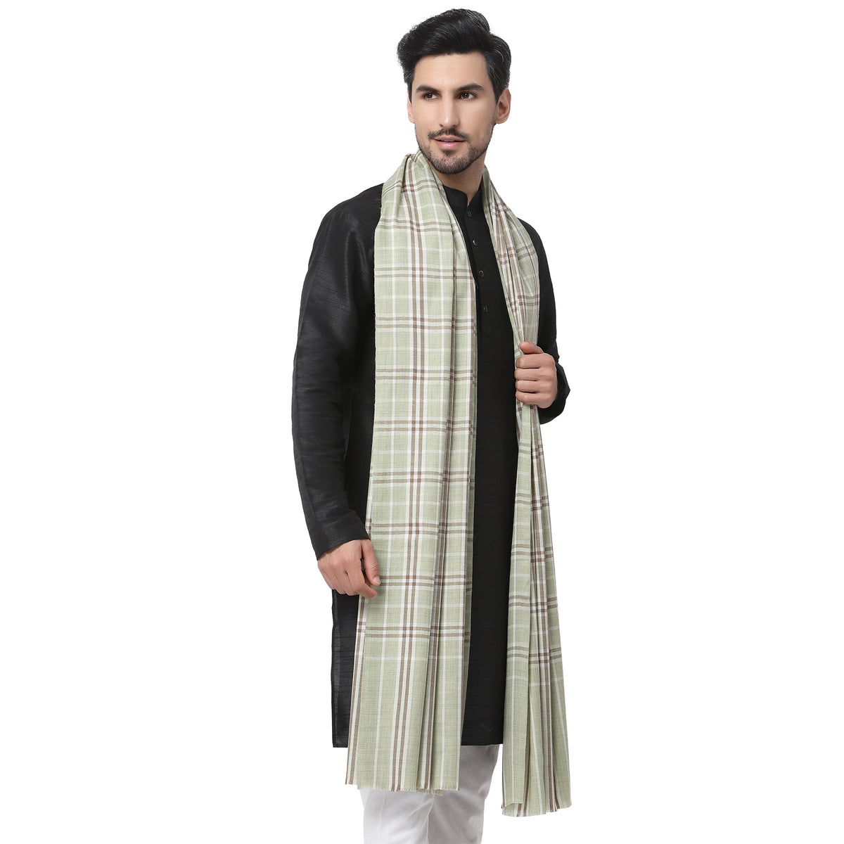 Men Woollen Checked Shawl