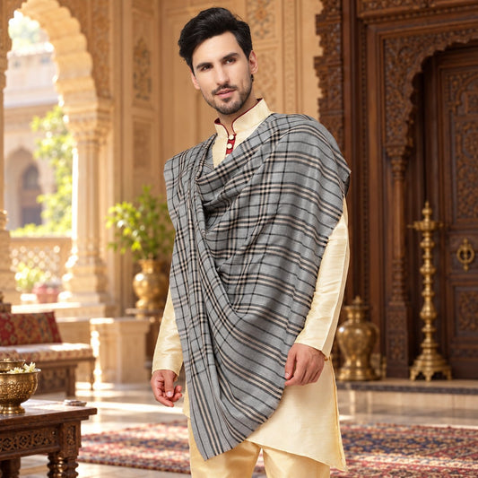 Men Woollen Checked Shawl