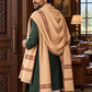 Weavers Villa MS-KINAURI-DARKBEIGE men's shawl styled on a premium model in a royal setting, view 3.
