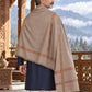 Weavers Villa MS-KINAURI-DARKGREY men's shawl styled on a premium model in a royal setting, view 3.