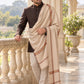 Weavers Villa MS-KINAURI-LIGHTBEIGE men's shawl styled on a premium model in a royal setting, view 1.