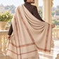 Weavers Villa MS-KINAURI-LIGHTBEIGE men's shawl styled on a premium model in a royal setting, view 3.