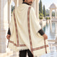 Weavers Villa MS-KINAURI-WHITE men's shawl styled on a premium model in a royal setting, view 3.