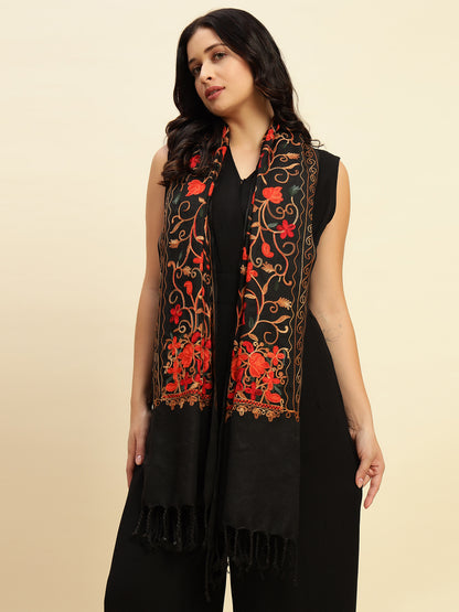 Weavers Villa Designer Acrylic Kashmiri Shawl Embroidery Stole, 70cm x 200cm