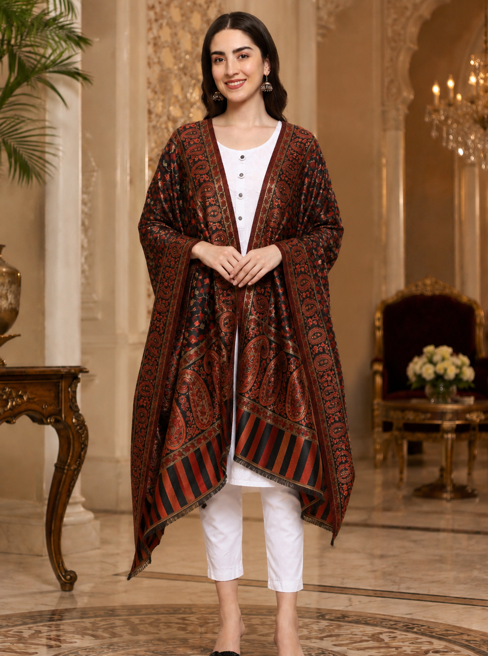 Weavers Villa Women’s Wool Blend Shawl – Lightweight, Warm & Stylish, 100 × 200 CM