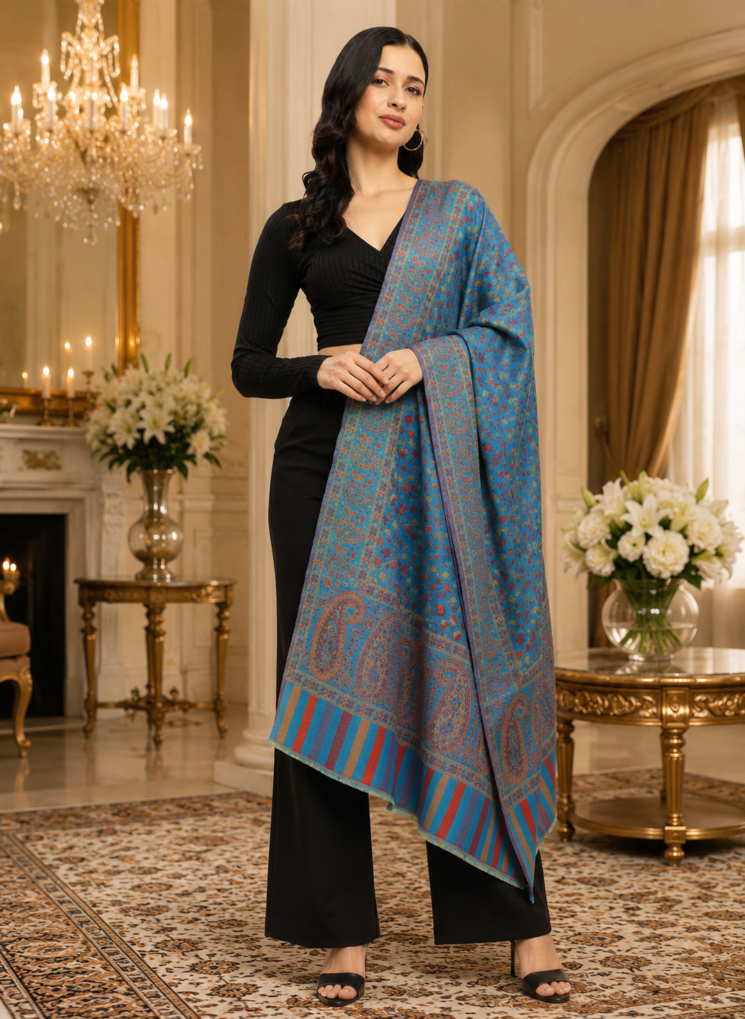 Weavers Villa Women’s Wool Blend Shawl – Lightweight, Warm & Stylish, 100 × 200 CM