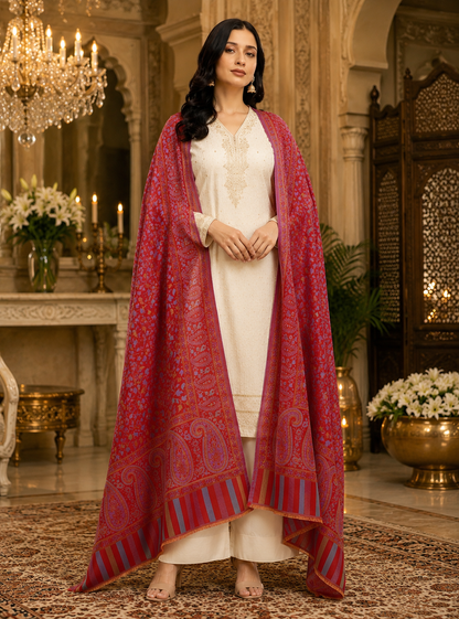 Weavers Villa Women’s Wool Blend Shawl – Lightweight, Warm & Stylish, 100 × 200 CM