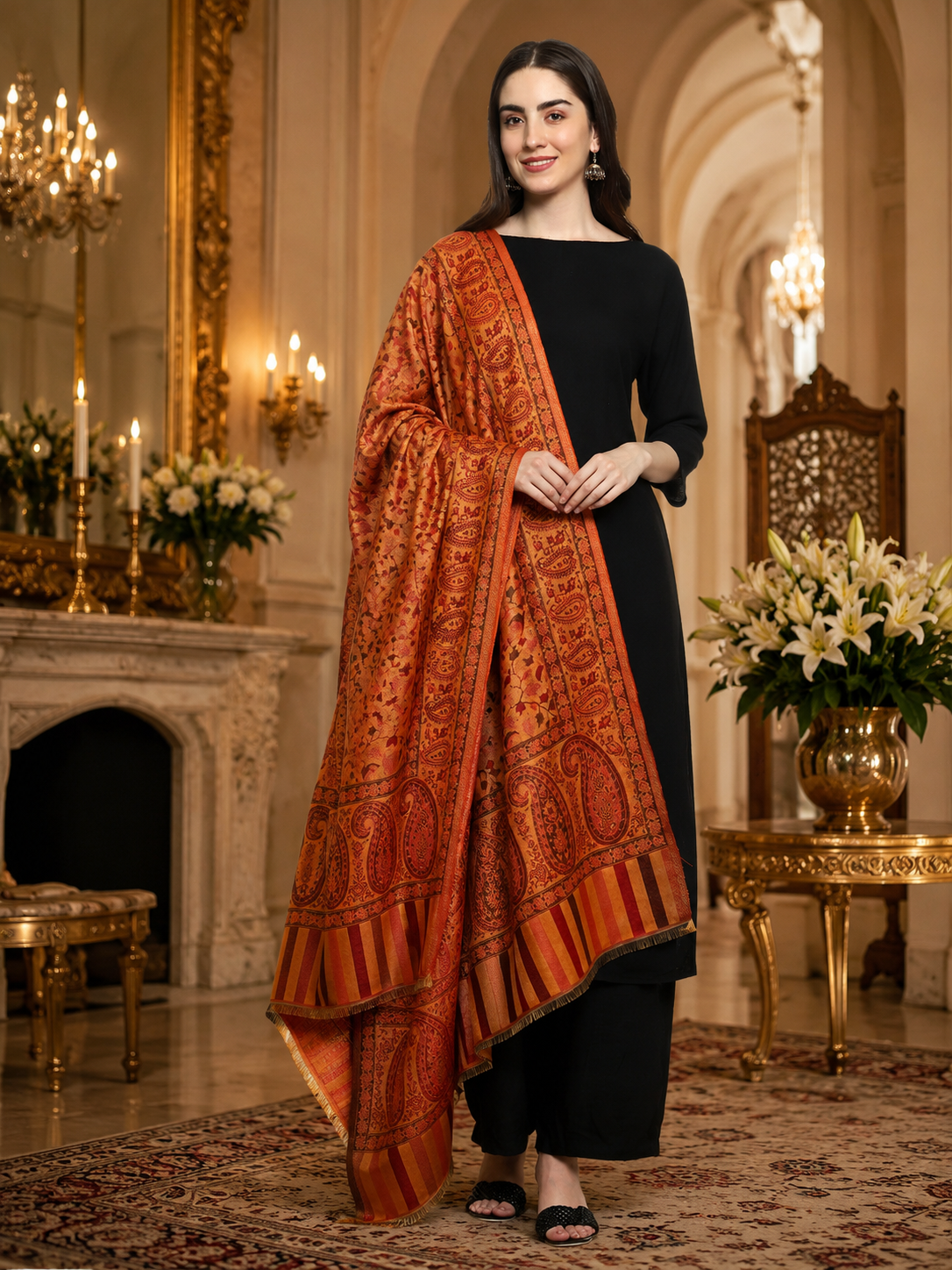 Weavers Villa Women’s Wool Blend Shawl – Lightweight, Warm & Stylish, 100 × 200 CM