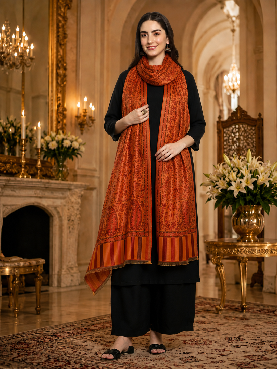 Weavers Villa Women’s Wool Blend Shawl – Lightweight, Warm & Stylish, 100 × 200 CM