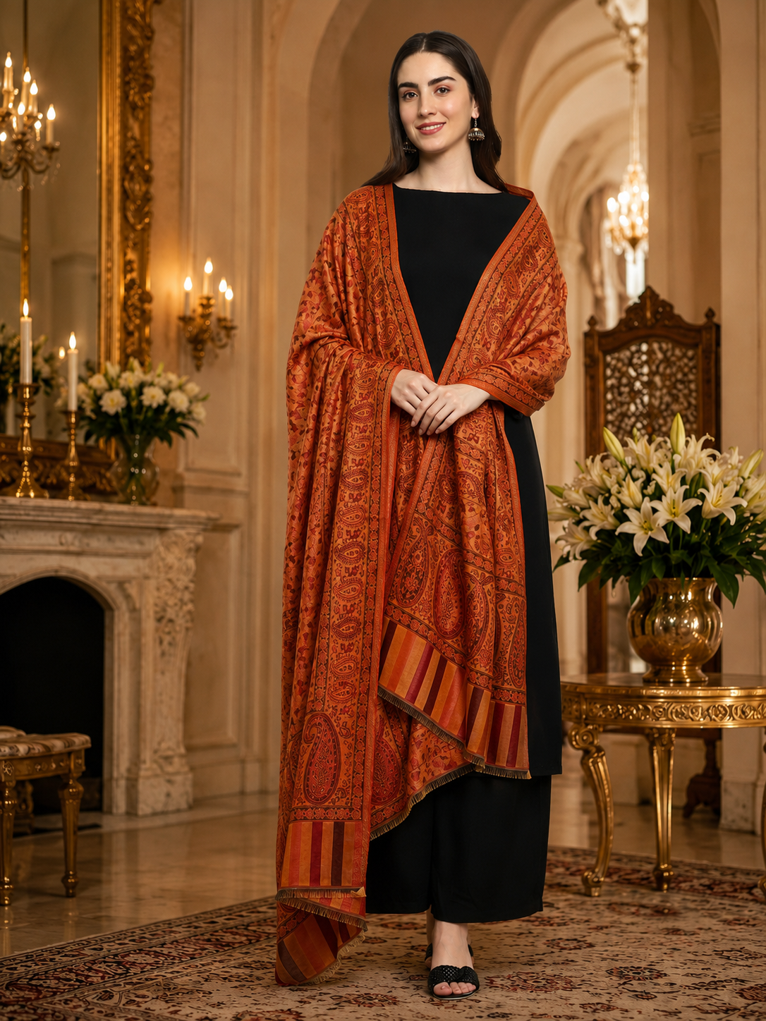 Weavers Villa Women’s Wool Blend Shawl – Lightweight, Warm & Stylish, 100 × 200 CM