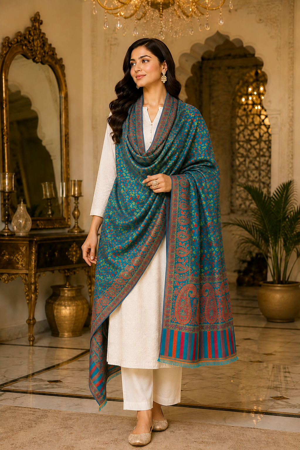 Weavers Villa Women’s Wool Blend Shawl – Lightweight, Warm & Stylish, 100 × 200 CM