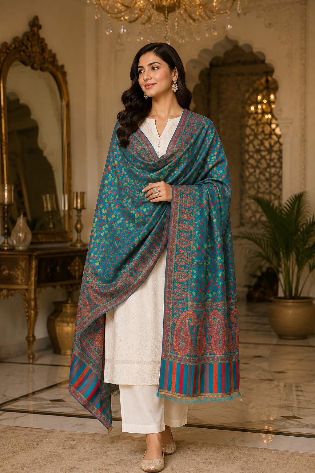 Weavers Villa Women’s Wool Blend Shawl – Lightweight, Warm & Stylish, 100 × 200 CM