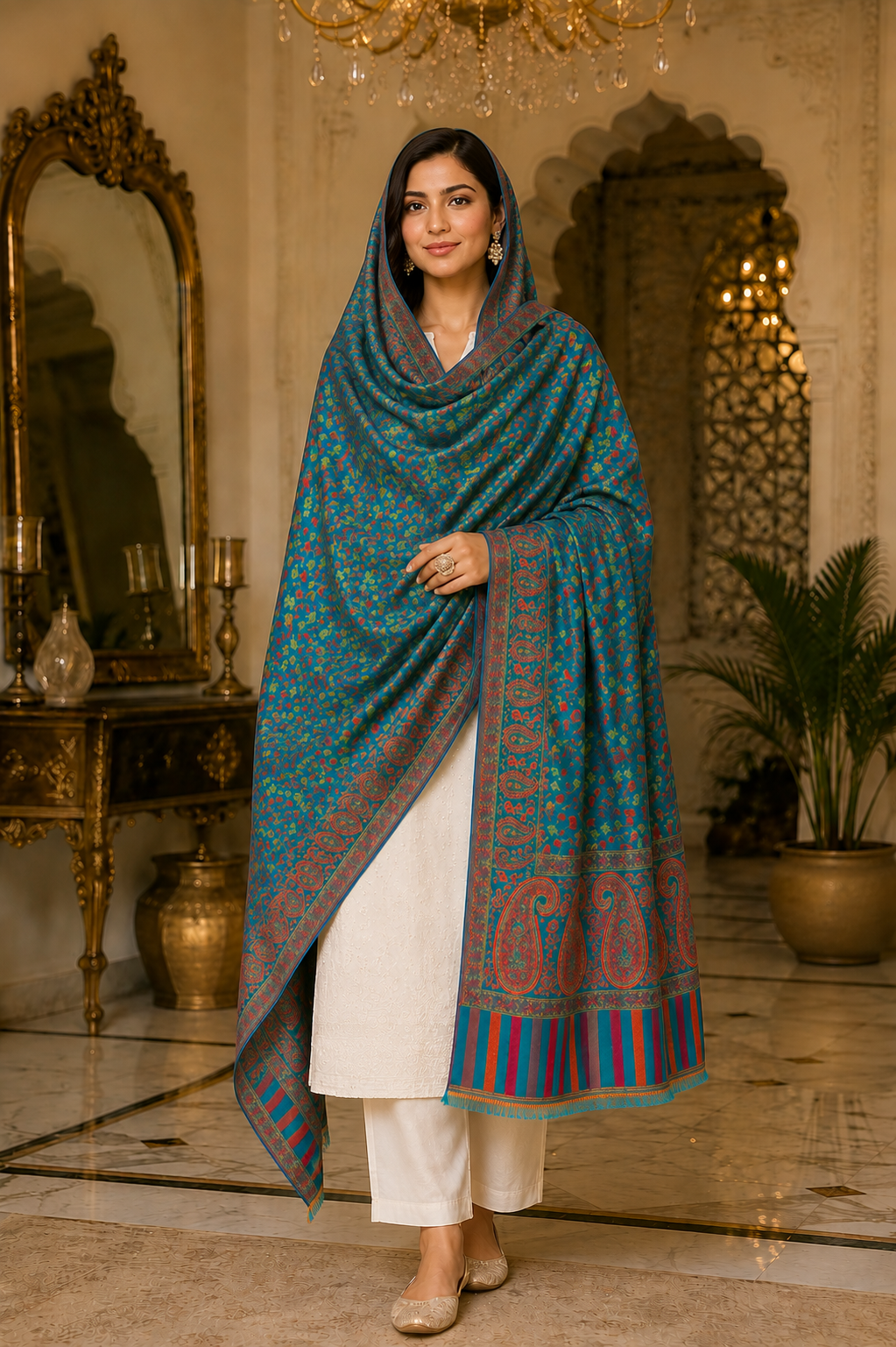 Weavers Villa Women’s Wool Blend Shawl – Lightweight, Warm & Stylish, 100 × 200 CM