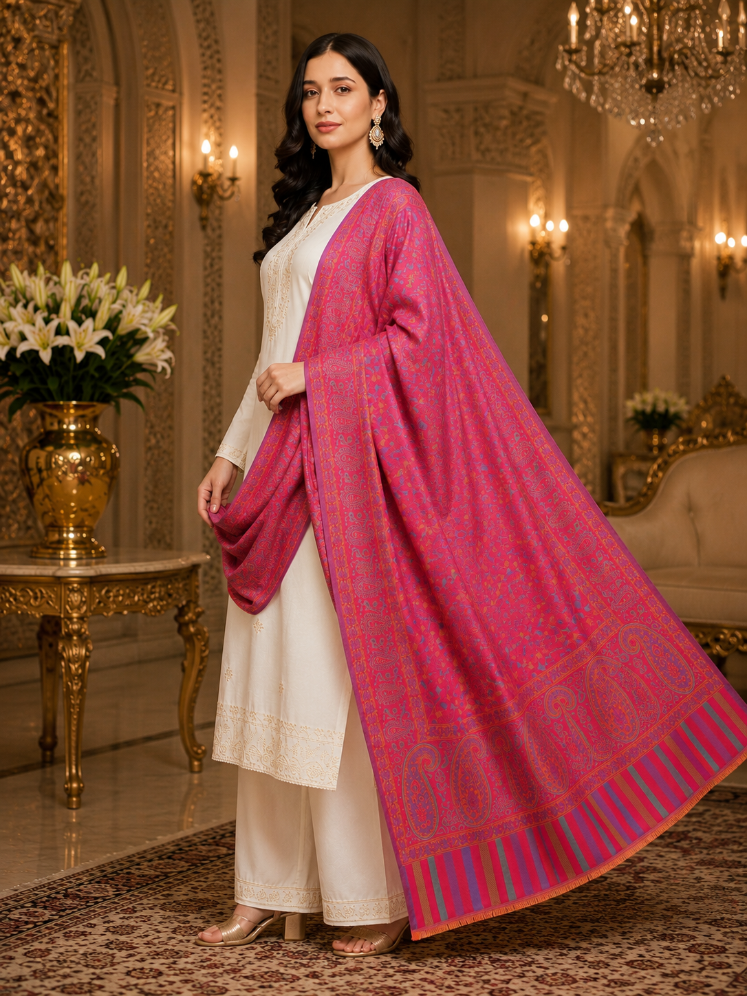 Weavers Villa Women’s Wool Blend Shawl – Lightweight, Warm & Stylish, 100 × 200 CM
