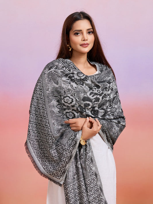 Weavers Villa Women's Heritage Viscose Stole – Soft Lightweight Floral Jaal Design Stole Shawl Wrap Dupatta Scarf for All Seasons, Sun Protection for girls, 70cm x 200cm