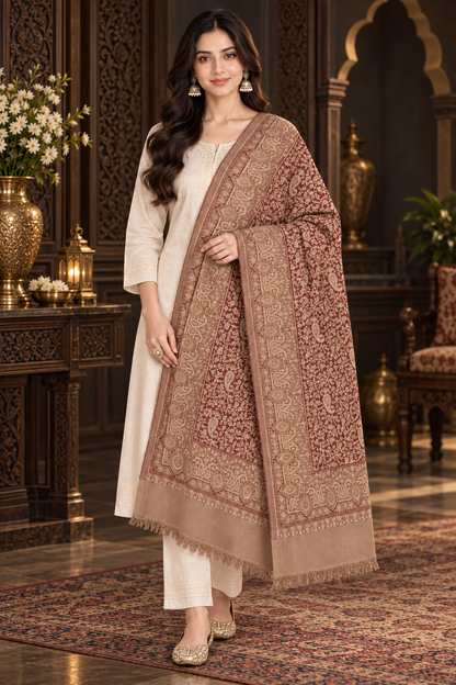 Weavers Villa Women Paisley Woven Stole Soft & Cozy, Lightweight Warmth, Versatile Festive Styling, Reversible Shawl, Viscose Shawl
