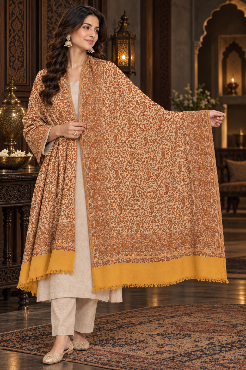 Weavers Villa Women Paisley Woven Stole Soft & Cozy, Lightweight Warmth, Versatile Festive Styling, Reversible Shawl, Viscose Shawl