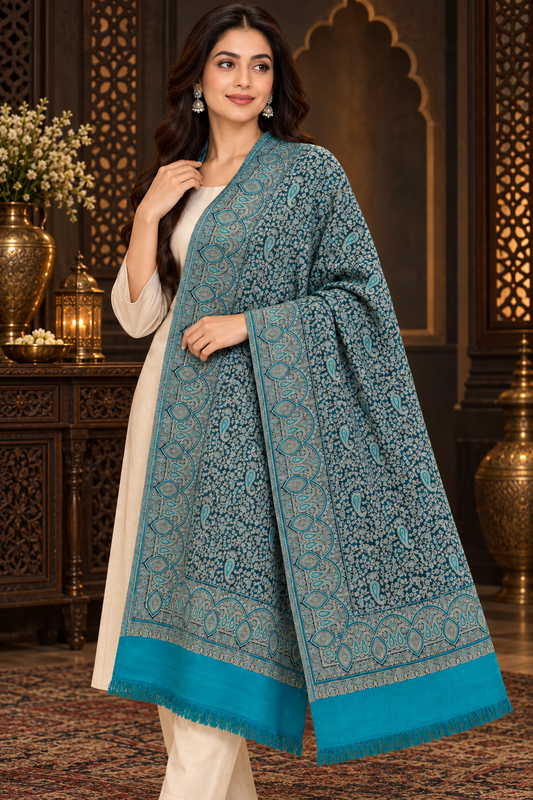 Weavers Villa Women Paisley Woven Stole Soft & Cozy, Lightweight Warmth, Versatile Festive Styling, Reversible Shawl, Viscose Shawl