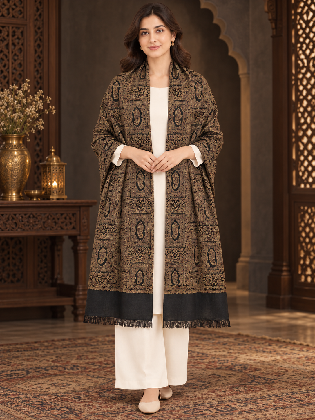 Weavers Villa Women Paisley Woven Stole Soft & Cozy, Lightweight Warmth, Versatile Festive Styling, Reversible Shawl, Viscose Shawl