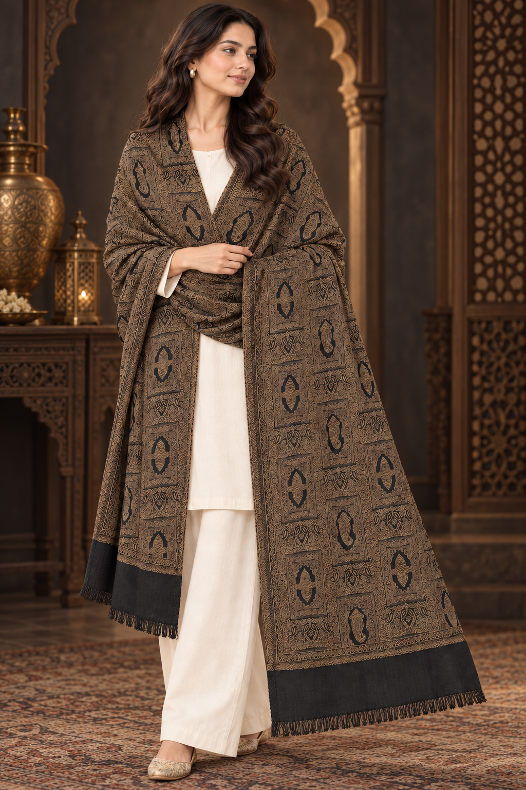 Weavers Villa Women Paisley Woven Stole Soft & Cozy, Lightweight Warmth, Versatile Festive Styling, Reversible Shawl, Viscose Shawl