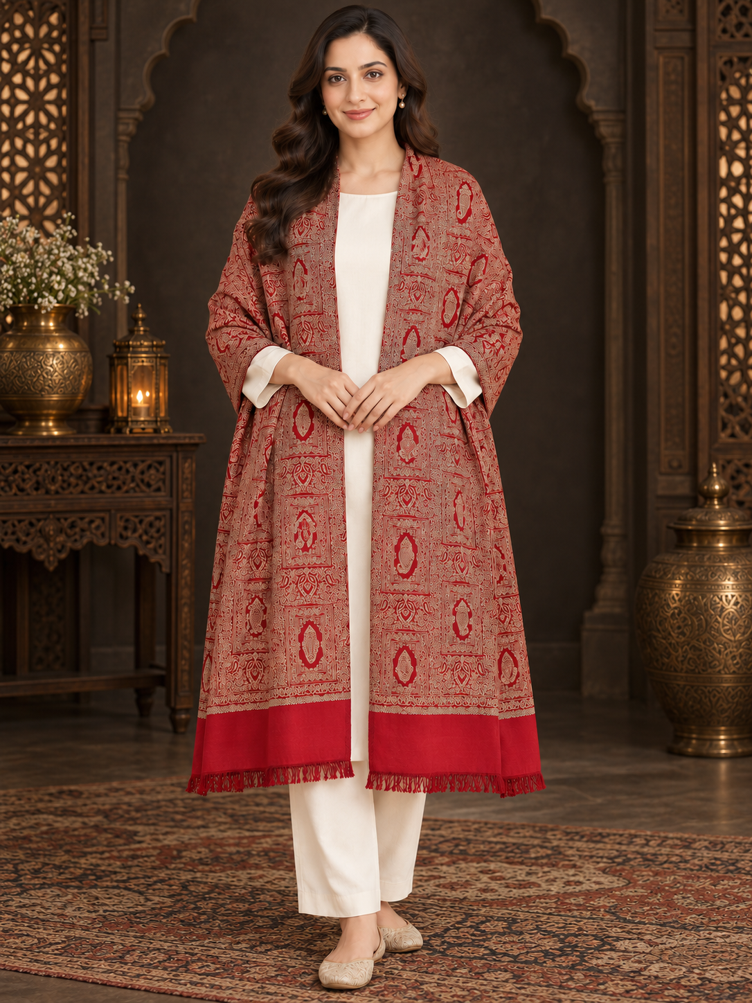 Weavers Villa Women Paisley Woven Stole Soft & Cozy, Lightweight Warmth, Versatile Festive Styling, Reversible Shawl, Viscose Shawl