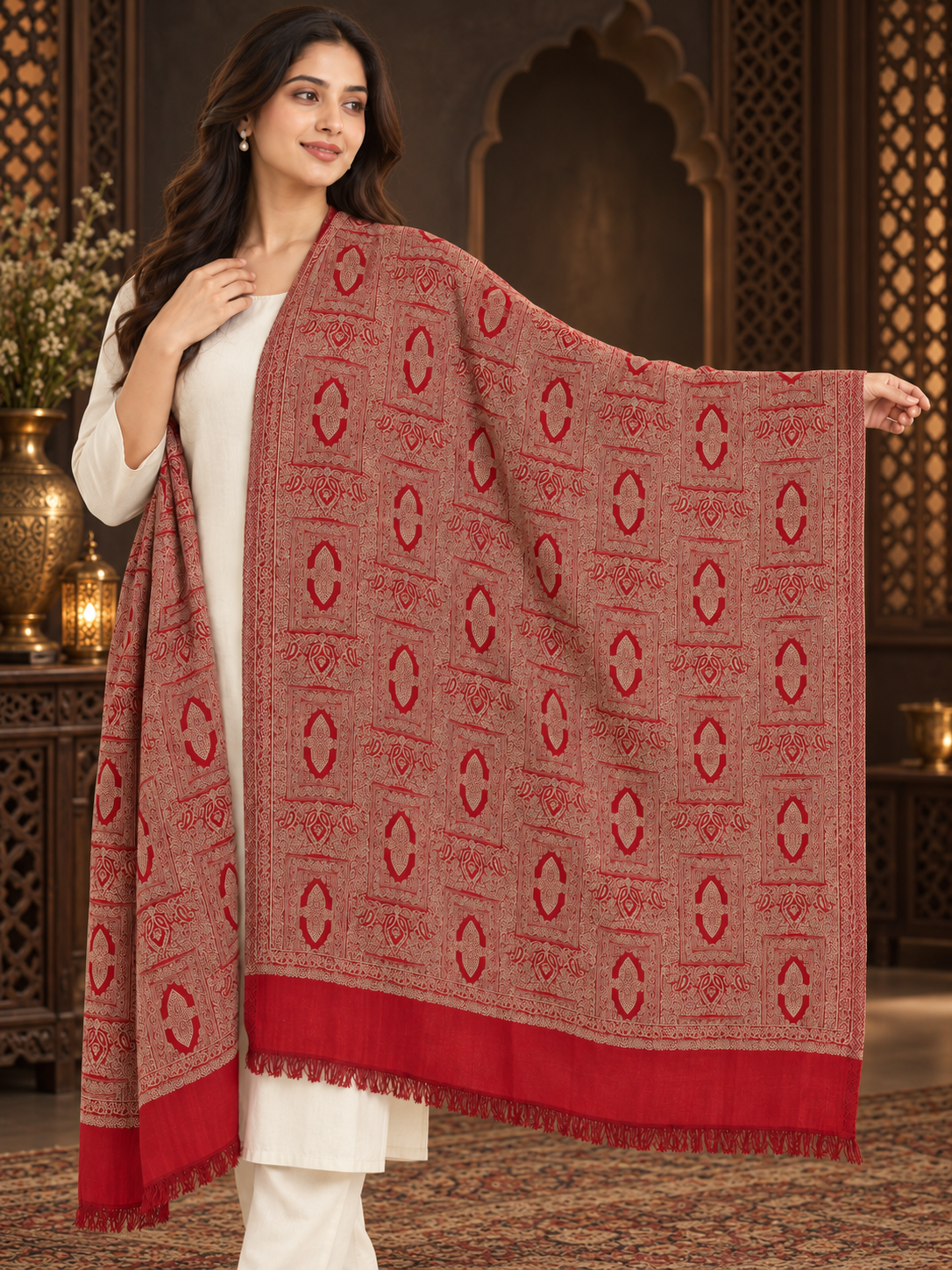 Weavers Villa Women Paisley Woven Stole Soft & Cozy, Lightweight Warmth, Versatile Festive Styling, Reversible Shawl, Viscose Shawl
