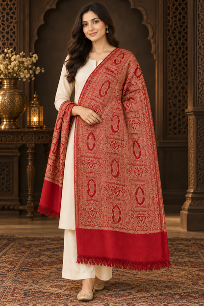 Weavers Villa Women Paisley Woven Stole Soft & Cozy, Lightweight Warmth, Versatile Festive Styling, Reversible Shawl, Viscose Shawl