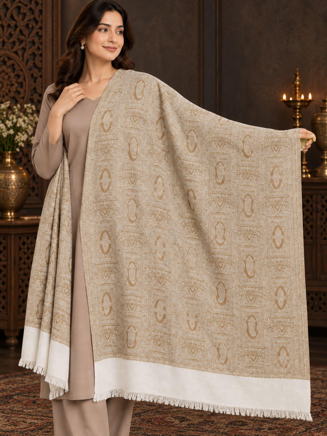 Weavers Villa Women Paisley Woven Stole Soft & Cozy, Lightweight Warmth, Versatile Festive Styling, Reversible Shawl, Viscose Shawl